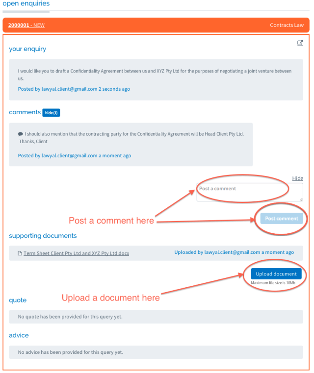 4. Client Matter Upload Comment and Doc